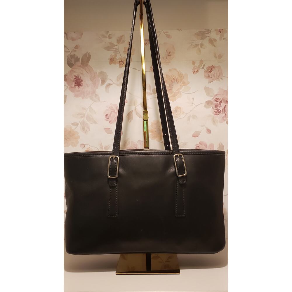 Vintage COACH Medium West Shopper in Black Leather Shoulder Tote #9813